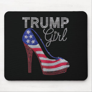 Tapis De Souris Trump Girl Stilettos High Heel American Flag Bling