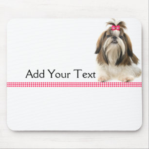 Tapis De Souris Tsu de Shih avec l'arc rose à la frontière rose 