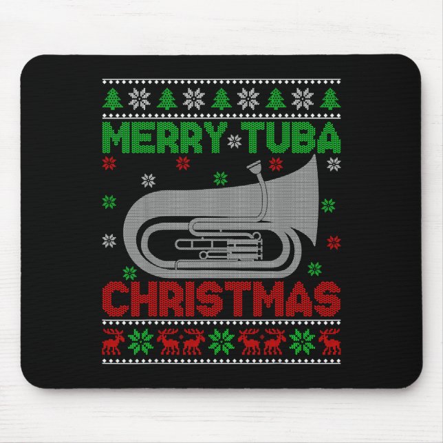 Tapis De Souris Tuba Music Lover Xmas Lighting Ugly Merry Tuba Chr (Devant)
