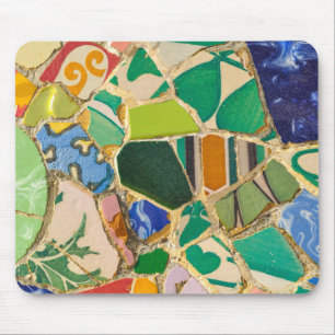 Tapis De Souris Tuiles vertes de Parc Guell à Barcelone Espagne