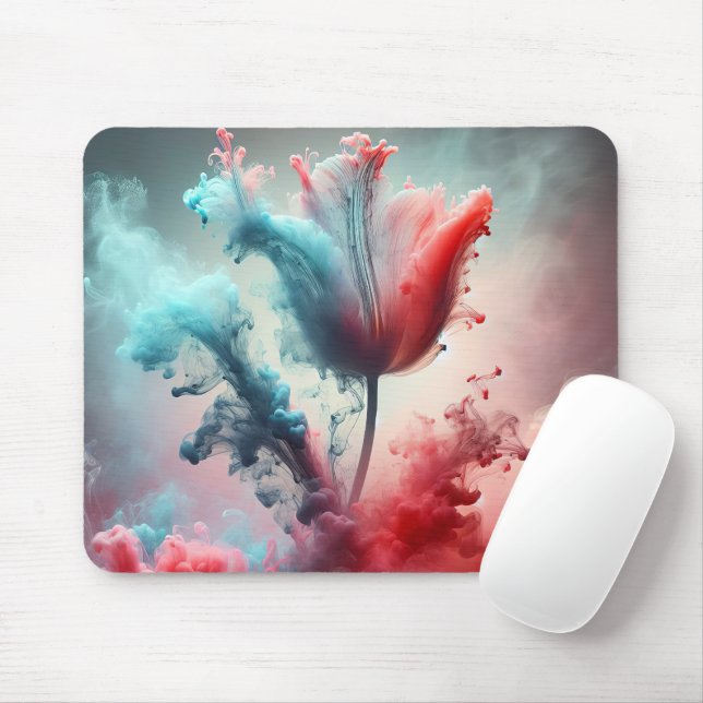 Tapis De Souris Tulipe Abstraite Aux Nuages Fumés (Avec souris)