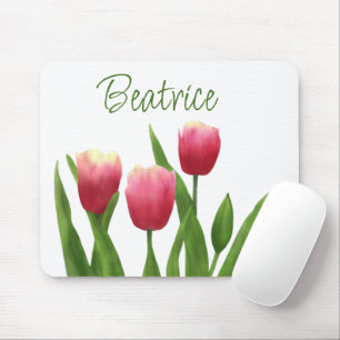 Tapis De Souris Tulipes rouges avec verdure