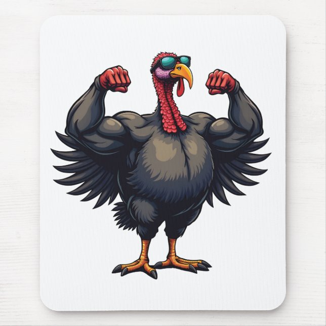 Tapis De Souris Turquie Bodybuilding Thanksgiving Day Gym entraîne (Devant)