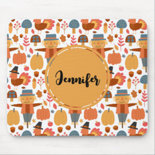 Tapis De Souris Turquie et Scarecrow Thanksgiving Motif