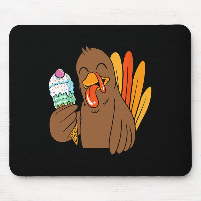 Tapis De Souris Turquie Manger Crème de glace Thanksgiving Day Fun (Devant)
