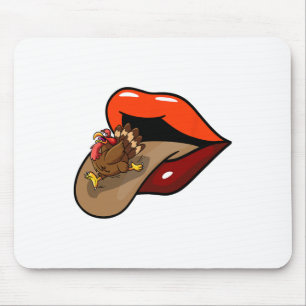 Tapis De Souris Turquie Tongue Out Thanksgiving Day Drôle Lèvres C
