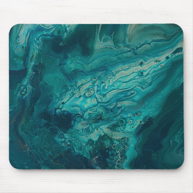 Tapis De Souris Turquoise acrylique pourrissant l'art liquide Abst (Devant)