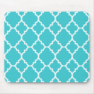 Tapis De Souris Turquoise Aqua Blue Quatrefoil Motif marocain