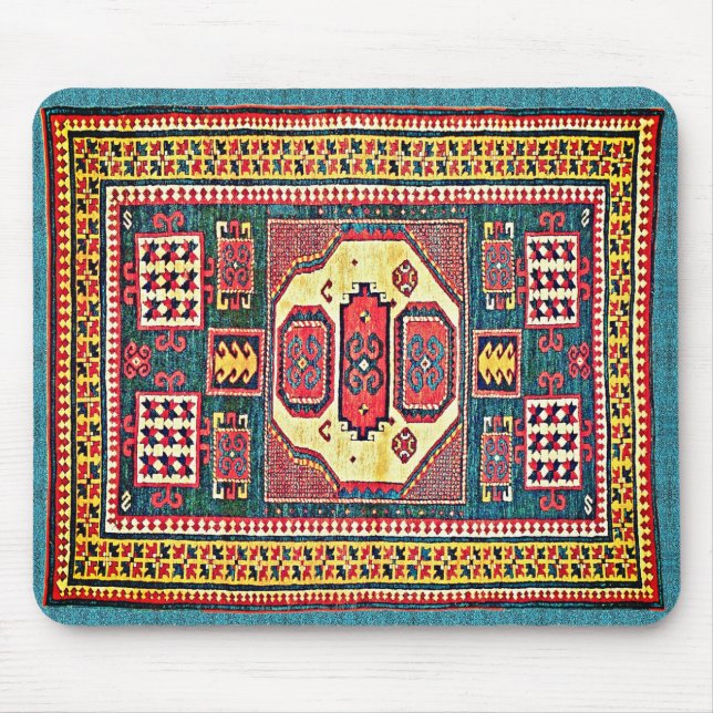 Tapis De Souris Turquoise et Rose Rouge Kazak Oriental Tapis Desig (Devant)