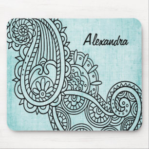 Tapis De Souris Turquoise Mehndi Motif Mousepad