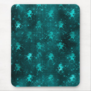 Tapis De Souris Turquoise Ombre Glam Parties scintillant Unicorns 