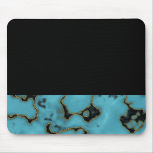Tapis De Souris Turquoise Pierre or et noir