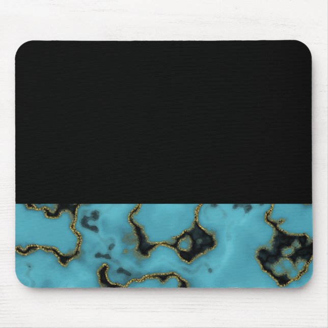 Tapis De Souris Turquoise Pierre or et noir (Devant)