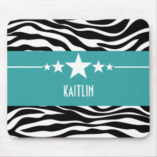 Tapis De Souris Turquoise Sassy Star Zebra Mousepad