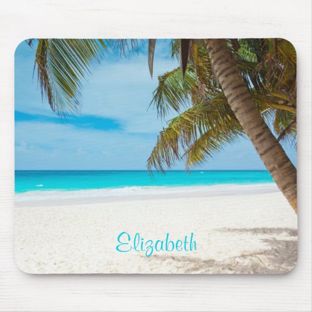 Tapis De Souris Turquoise Tropical Sandy Beach Personnalisé (Devant)