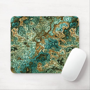 Tapis De Souris Turquoise Turquoise Or Brown Minéraux Marbre Motif