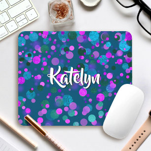 Tapis De Souris Turquoise turquoise pourpre confetti points nom pe