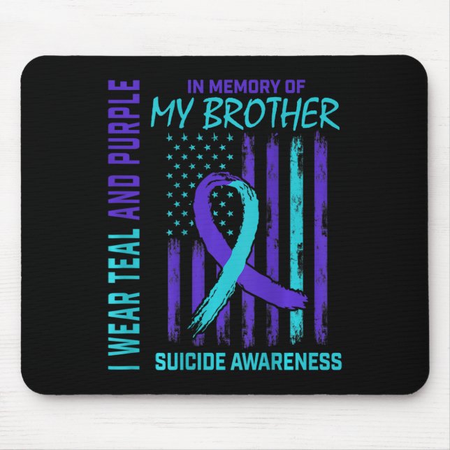 Tapis De Souris Turquoise Violet Ruban Suicide Sensibilisation Ind (Devant)