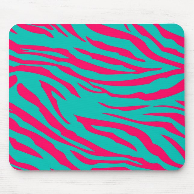 Tapis De Souris Turquoise Zèbre rose chaud Imprimer Mousepad perso (Devant)