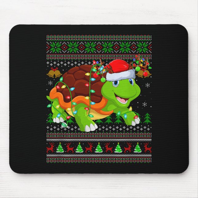 Tapis De Souris Turtle Ugly Christmas Sweaters Holiday Santa Cute  (Devant)