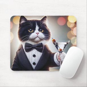 Tapis De Souris Tuxedo Chat Avec Cocktail Martini