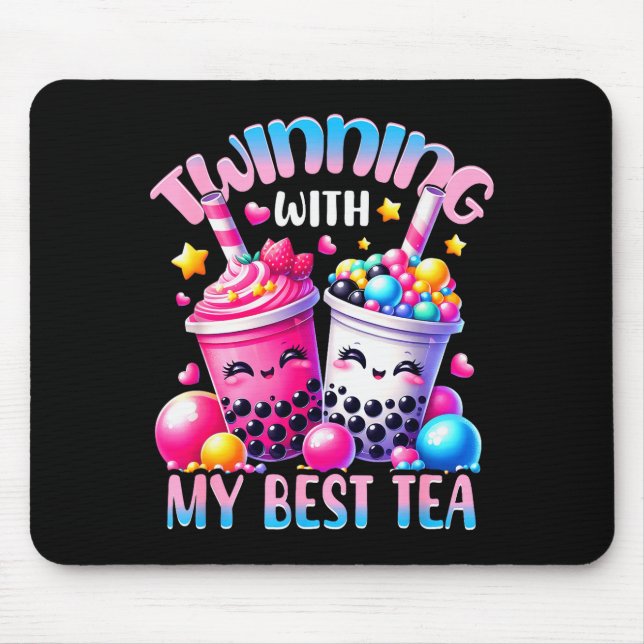 Tapis De Souris Twinning With My Tea Bubble Tea Boba Ie Friendship (Devant)