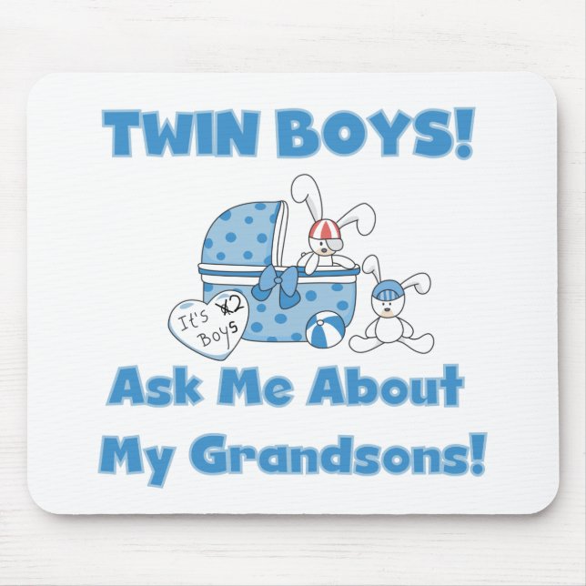 Tapis De Souris Twins-Ask About My Grandsons Tshirts and Gifts (Devant)