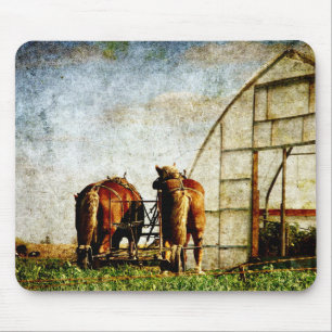 Tapis De Souris Two Horses Ready For Work