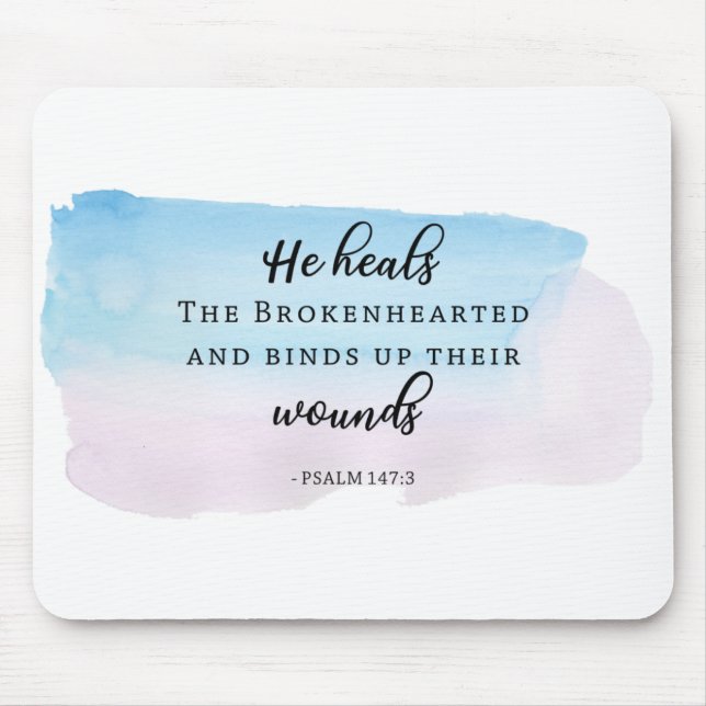 Tapis De Souris typographie aquarelle Psaumes Bible Verse Citation (Devant)