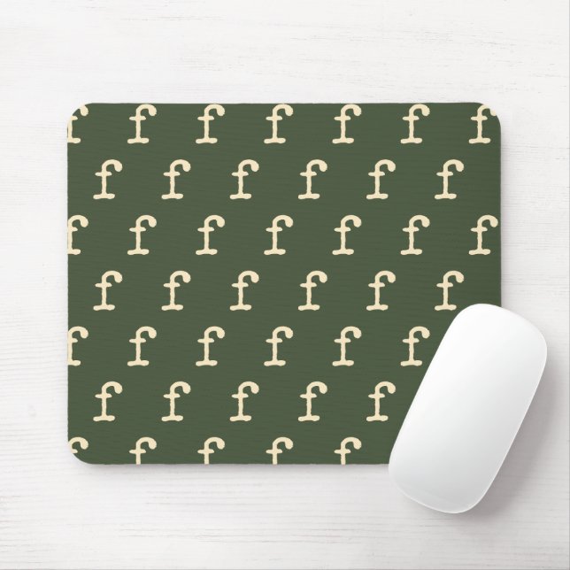 Tapis De Souris Typographie de Motif Monogramme en vert (Avec souris)