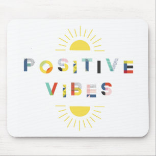 Tapis De Souris Typographie Motif colorée Vibes positives Moderne