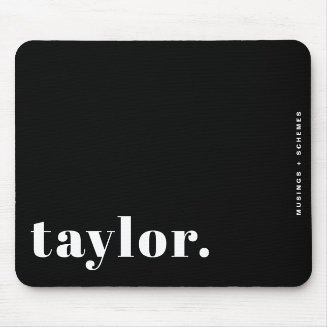 Tapis De Souris Typographie Rétro Noir et Blanc Personnalisée (Devant)