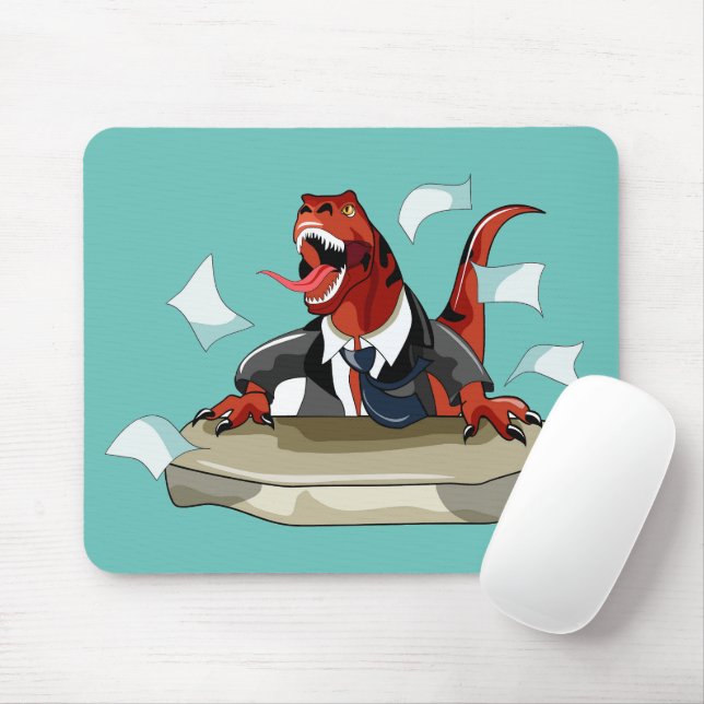 Tapis De Souris Tyrannosaurus Rex Boss Assis À Un Bureau. (Avec souris)