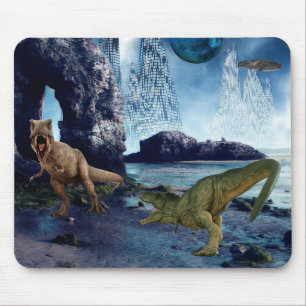 Tapis De Souris Tyrannosaurus T-Rex Combat de dinosaures sur une p