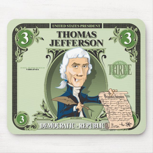 Tapis De Souris U.S. Les Présidents Mousepad : #3 Thomas Jefferson (Devant)