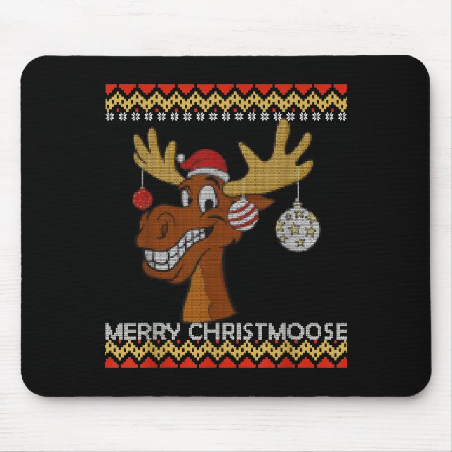 Tapis De Souris Ugly Christmas Sweater I Merry Christmoose Funny M (Devant)