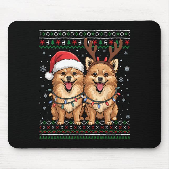 Tapis De Souris Ugly Meranian Dog Xmas Santa Matching Christmas Sw (Devant)
