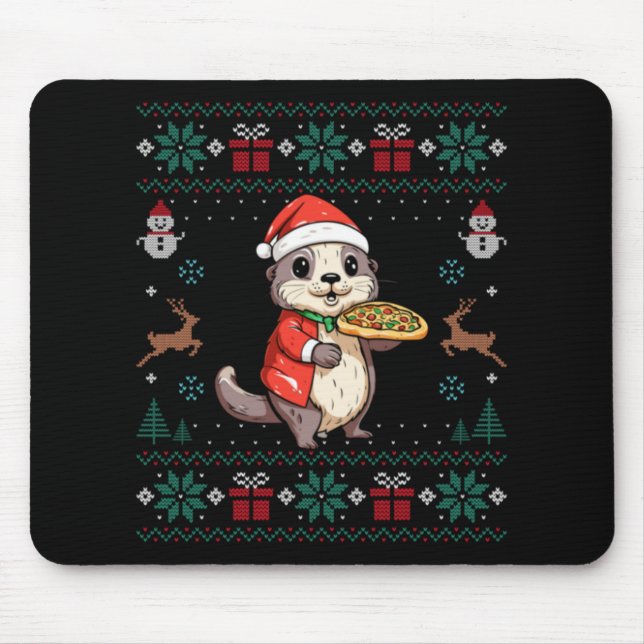 Tapis De Souris Ugly Otter Lover Santa Hat Xmas Light Otter Christ (Devant)