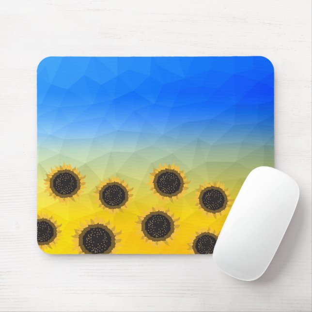 Tapis De Souris Ukraine jaune bleu géométrie maillage motif Fleurs (Avec souris)