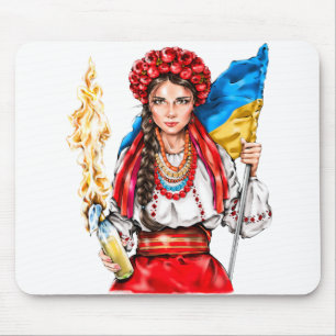 Tapis De Souris Ukrainian Girl Fighting for Freedom