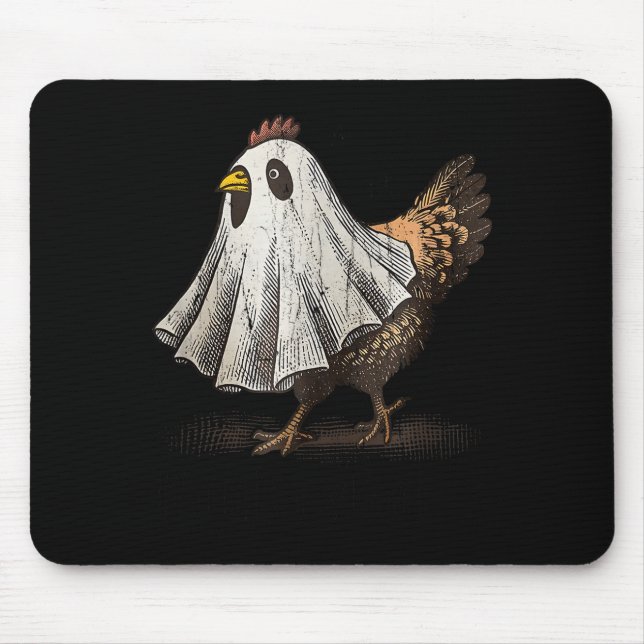 Tapis De Souris Ultrygeist Chicken, Chicken Ghost, Funny Halloween (Devant)