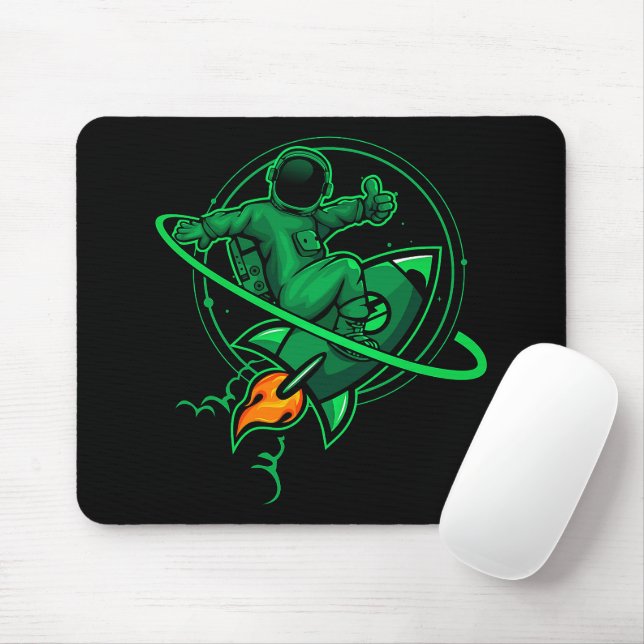 Tapis De Souris Un Astronaute Sur Une Fusée Autour De Saturn Artwo (Avec souris)