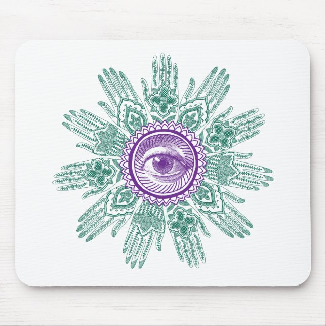Tapis De Souris Un cercle des mains et d'un oeil (Devant)