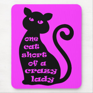 Tapis De Souris Un chat court d'une dame folle