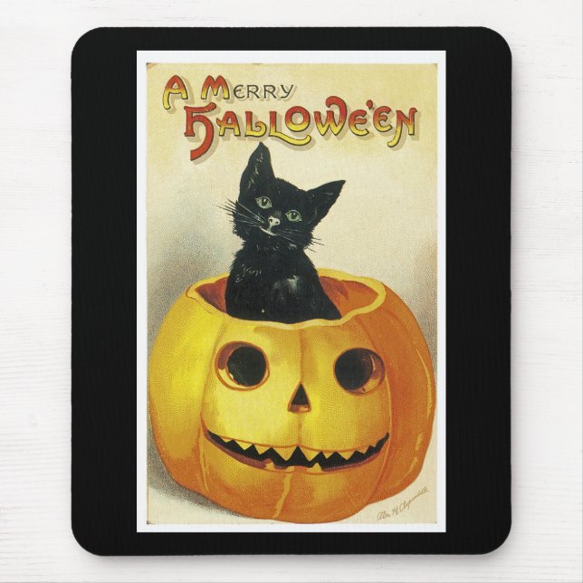 Tapis De Souris Un chaton joyeux Halloween (Devant)