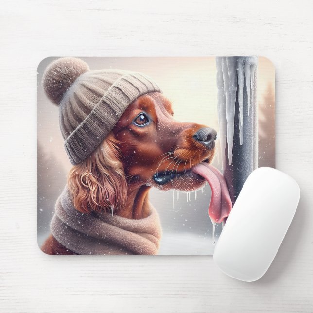 Tapis De Souris Un Chien Irlandais Qui Lève Un Polonais Froissé (Avec souris)
