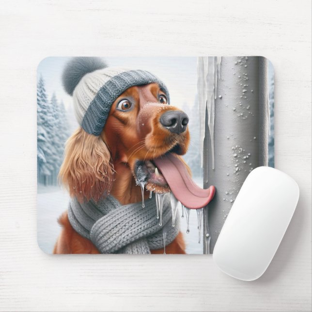 Tapis De Souris Un Chien Irlandais Qui Lève Un Polonais Froissé (Avec souris)