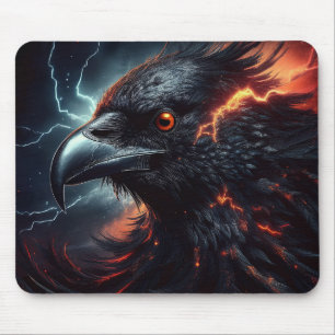 Tapis De Souris Un Corbeau Est Entouré De Ciels Troublés Éclair