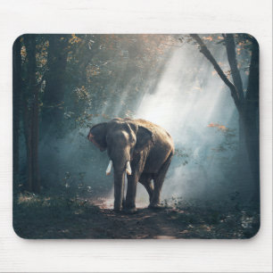 Tapis De Souris Un éléphant asiatique dans un défrichement éclairé