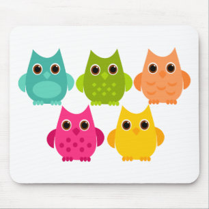 Tapis De Souris Un groupe lumineux de hiboux